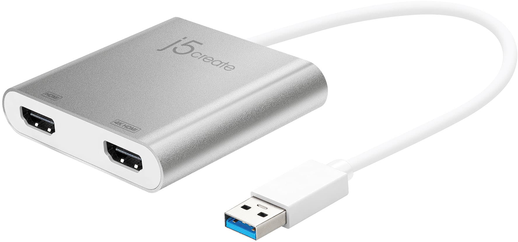 Left. j5create - USB 3.0 to Dual HDMI Multi-Monitor Adapter - Silver.