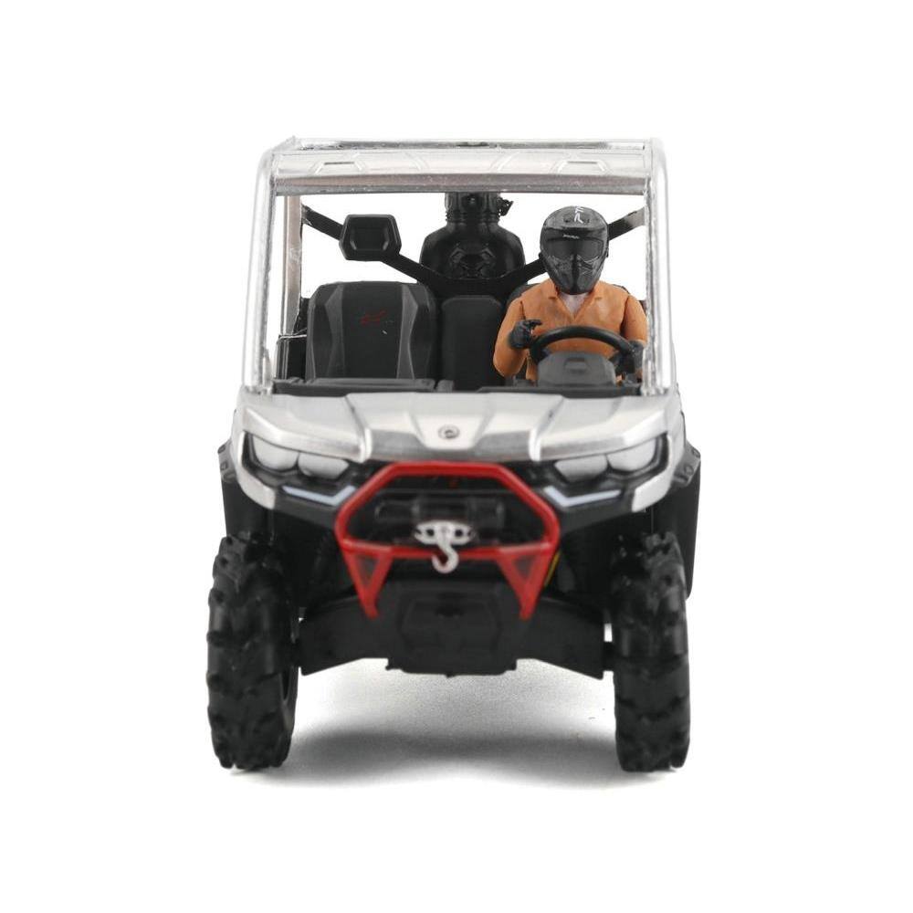 Alt View 1. BRP Models - Can-Am Defender XMR Silver Metallic and Black with Driver Figure 1/32 Diecast Model by BRP Models - Silver Metallic and Black.