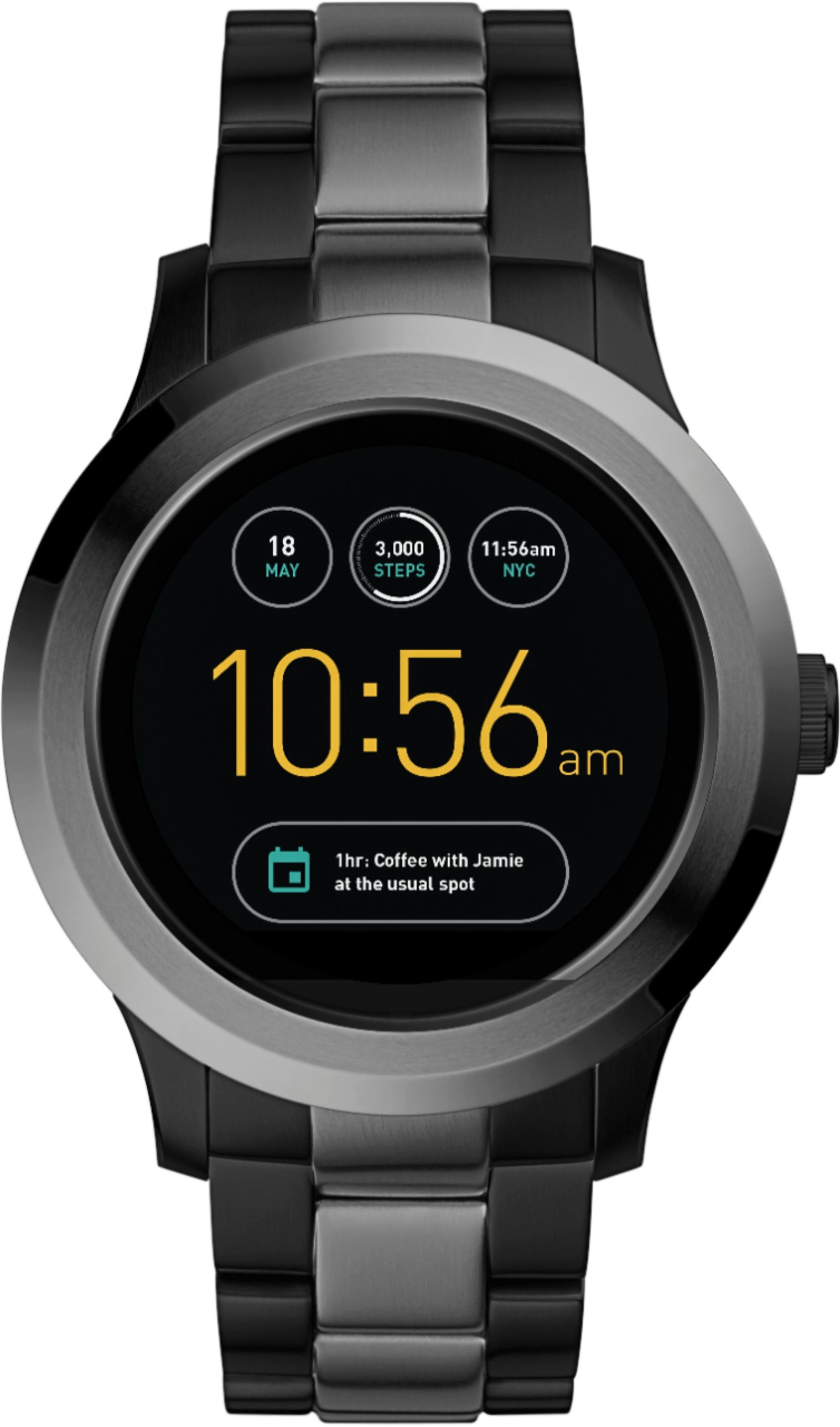 Fossil Q Founder 2 Smartwatch Stainless Steel Black/Gray FTW2117 - Best Buy