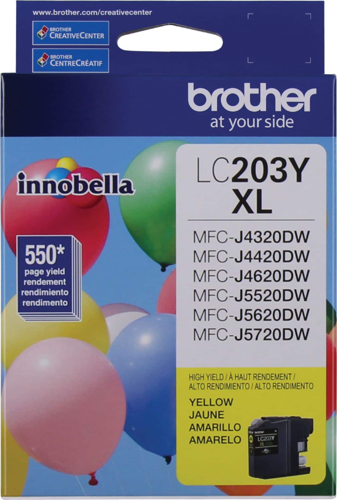 Front. Brother - LC203Y XL High-Yield Ink Cartridge - Yellow.