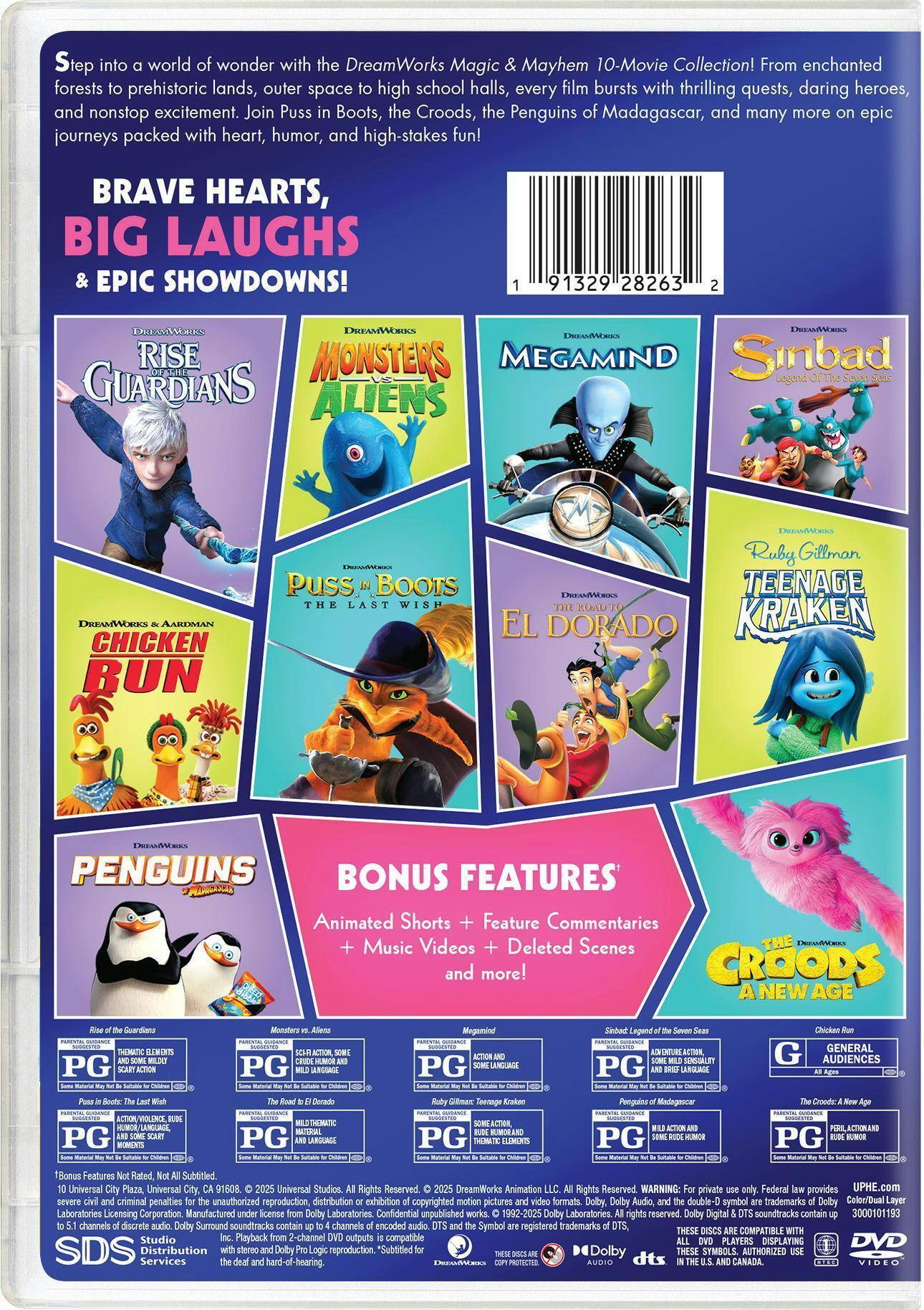 Back. DreamWorks Magic and Mayhem: 10-Movie Collection   - DVD.