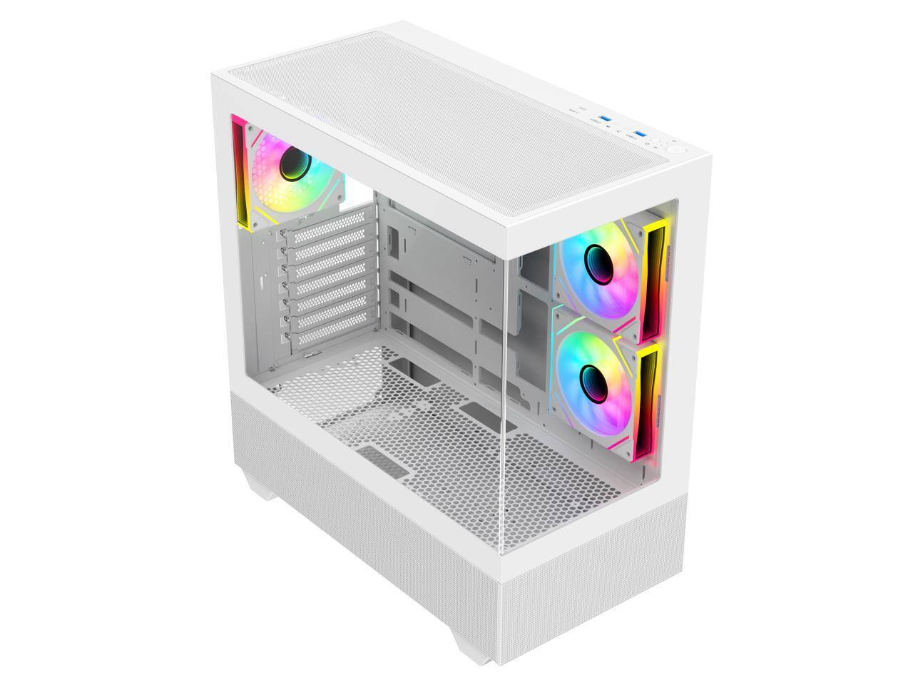 Alt View 1. DIYPC - DIYPC ARGB-N5-W White USB3.0/Type C Mid Tower Case w/ Tempered Glass & ARGB Fans - White.