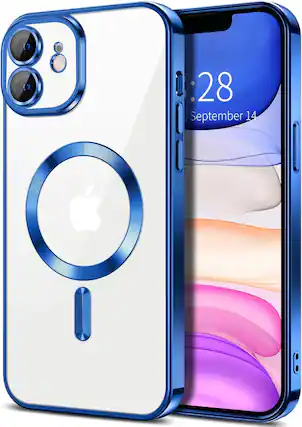 Front. Entronix - Entronix Magnetic iPhone 11 Case - Clear Back Luxury Glossy Cover - Blue.