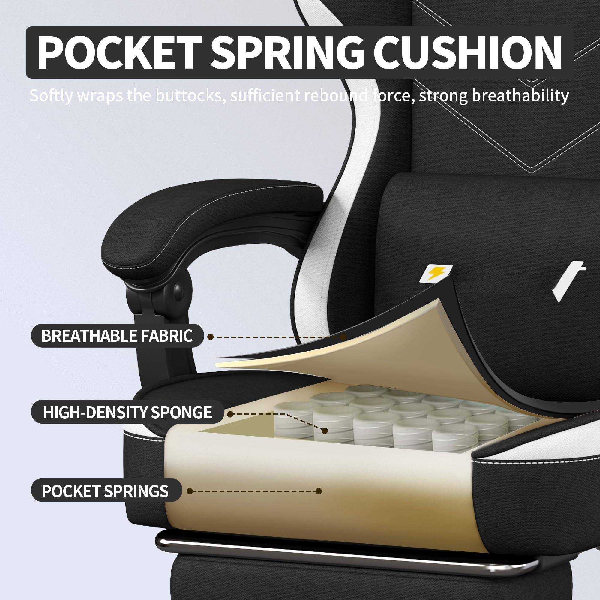 POCKET SPRING CUSHION  
Softly wraps the buttocks, sufficient rebound force, strong breathability  

BREATHABLE FABRIC  
HIGH-DENSITY SPONGE  
POCKET SPRINGS