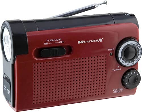 Angle Standard. WEATHERX AM/FM RADIO W/ FLASHLIGHT.