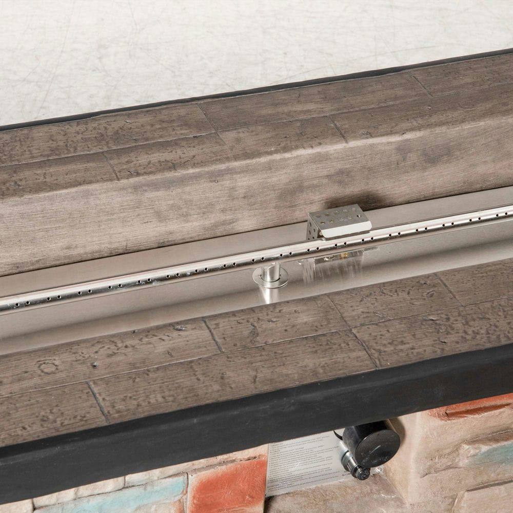 Left. Resenkos - 48 Inch Outdoor Propane Gas Fire Pit Table, 50,000 BTU Auto-Ignition Firepit, CSA Certification, Brown.