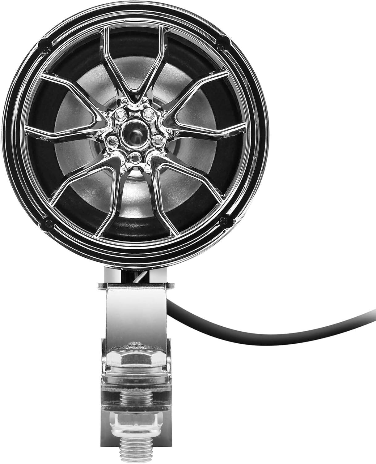 Alt View 5. GoHawk - Bluetooth Motorcycle Speakers, 4-Speaker Waterproof Stereo Audio System w/ Amp FM Radio, USB, SD for ATV Golf Cart - Chrome.