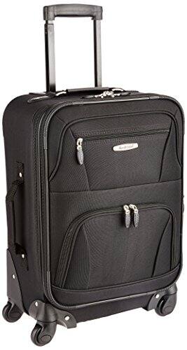 Front. DORLUKFU - Expandable Spinner Carry On, Black, 19-Inch - Black.
