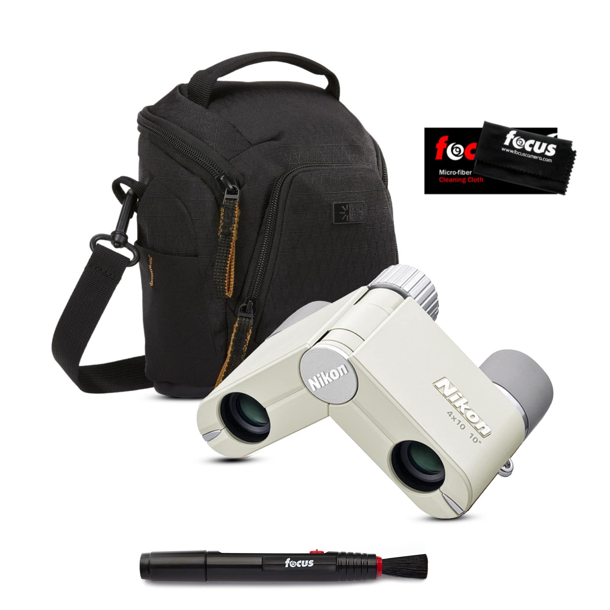 Nikon - 4x10D CF 4x Pocket Binocular (Ivory White) with Bag and Accessories Bundle price history on PriceWatchPro