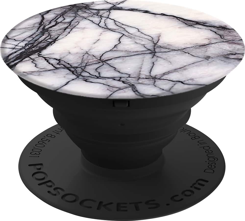 Angle. PopSockets - Finger Grip/Kickstand for Mobile Phones - White Marble.
