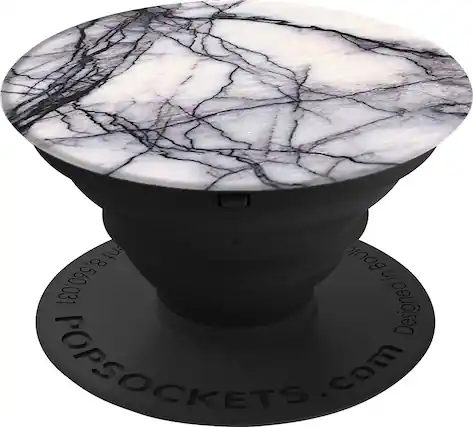 Angle. PopSockets - Finger Grip/Kickstand for Mobile Phones - White Marble.