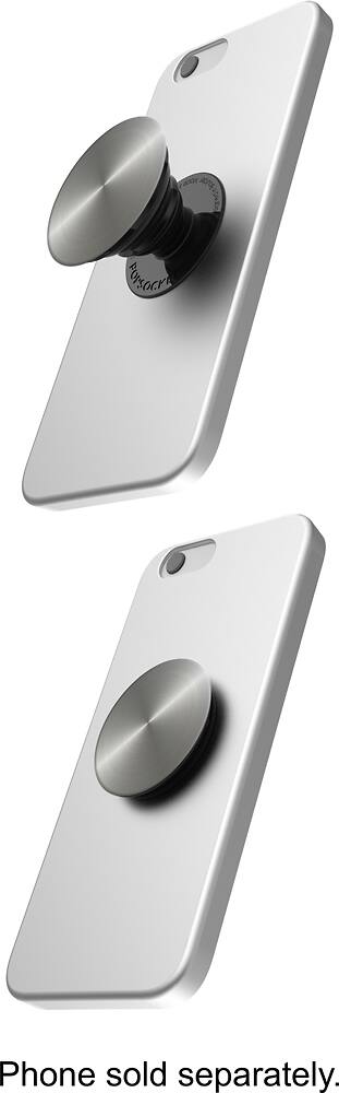 Alt View 13. PopSockets - Finger Grip/Kickstand for Mobile Phones - Faux Brushed Silver.