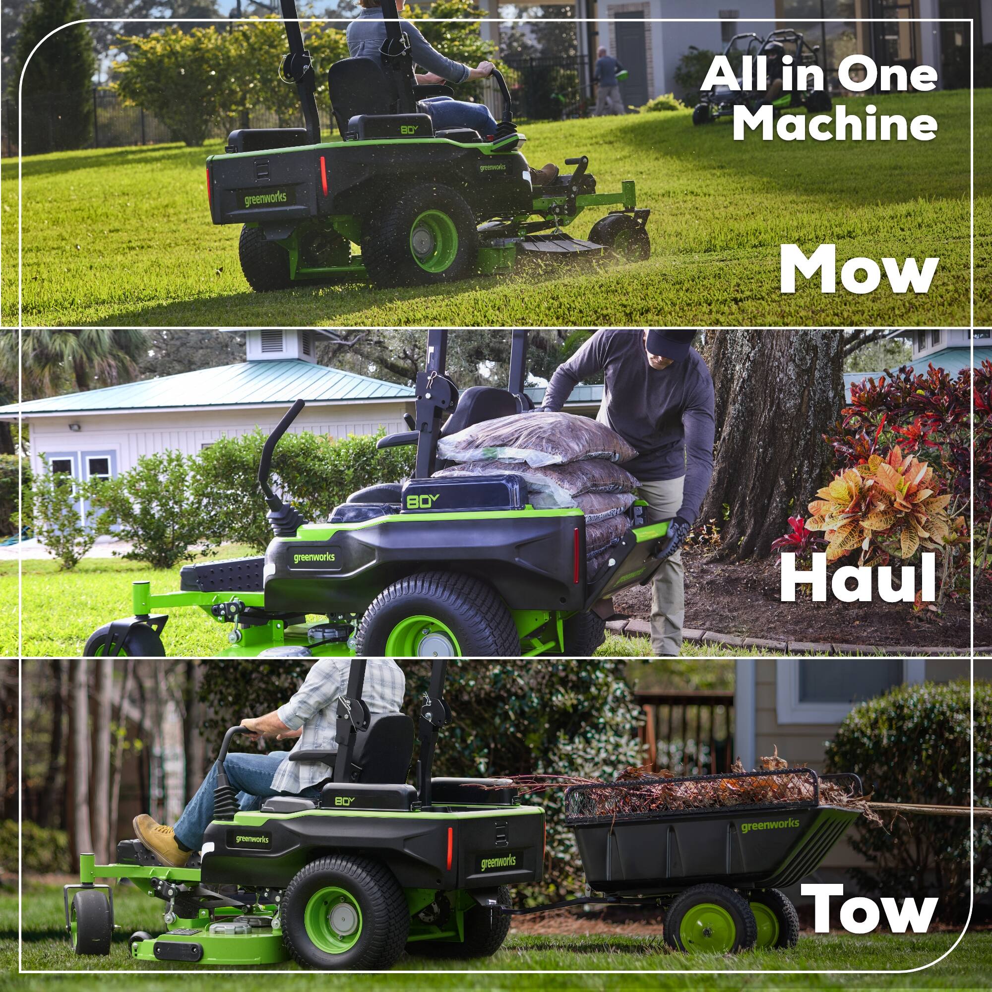 BC - All in One Machine greenworks Mow BO greenworks Haul ptrs BC 011 greenworks Tow