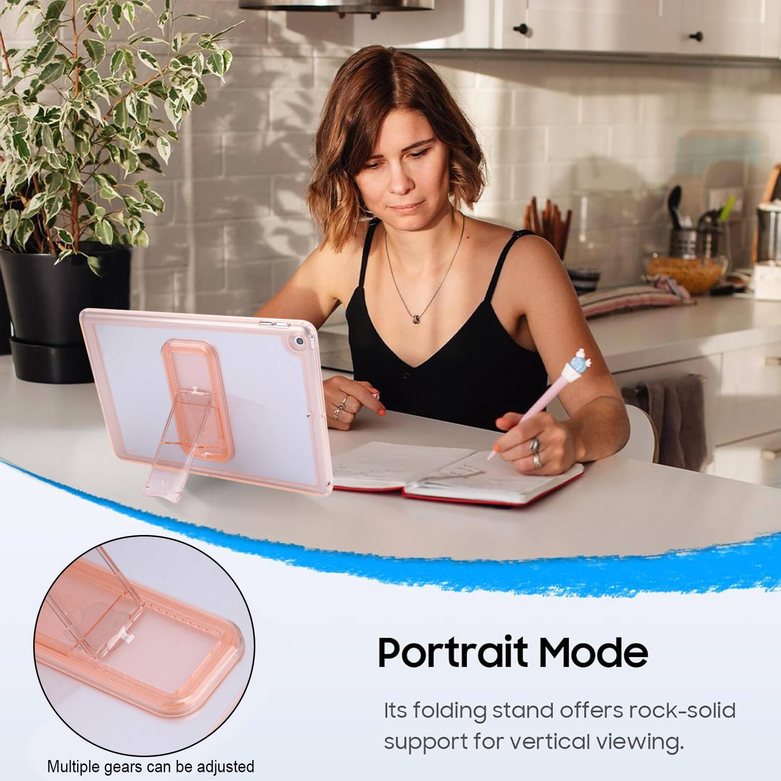 Portrait Mode  
Multiple gears can be adjusted  
Its folding stand offers rock-solid support for vertical viewing.
