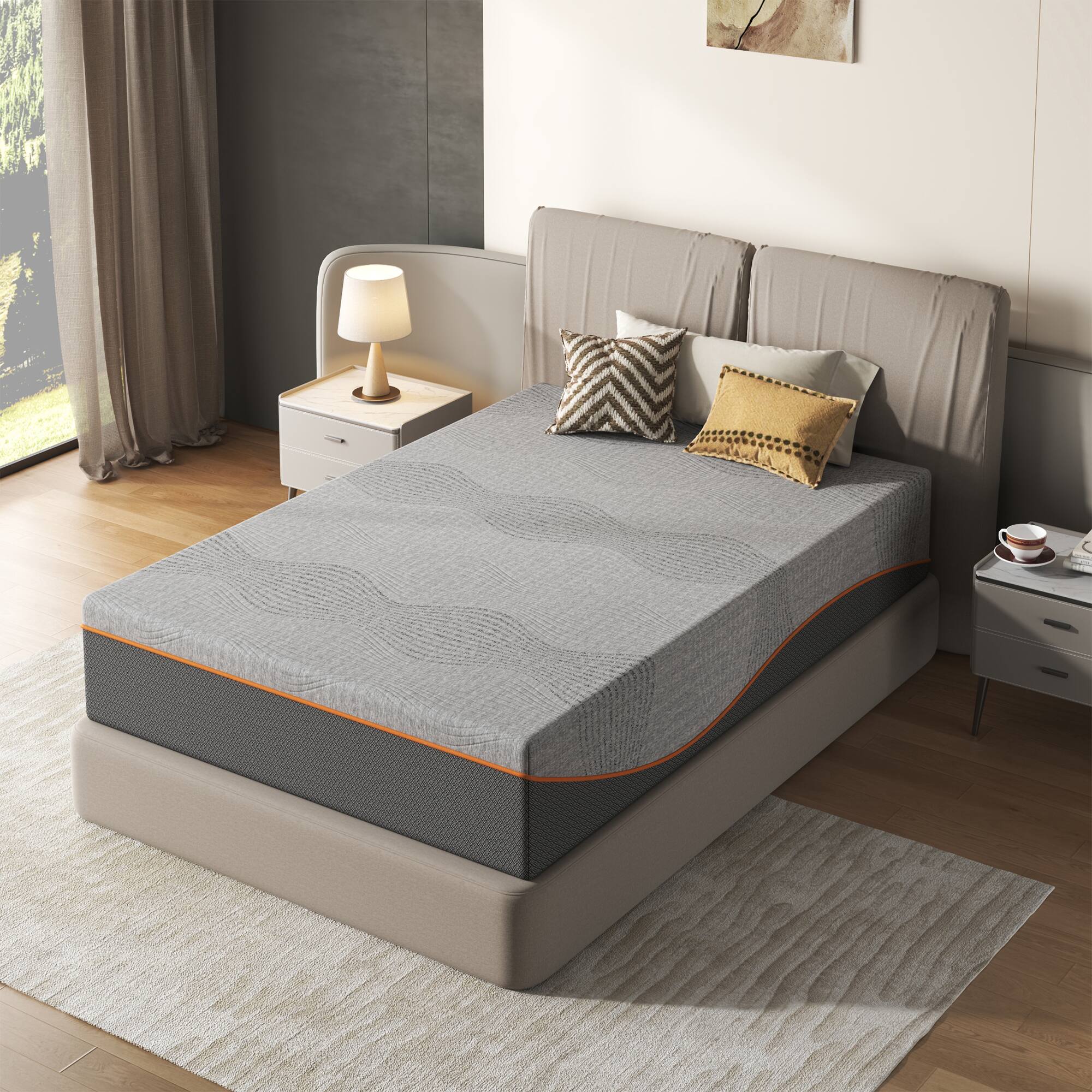 Alt View 8. Ecooso - Twin 10" Gel Memory Foam Mattress in a Box, Medium Firm, Pressure Relief, Cooling, Fiberglass-Free, CertiPUR-US - Grey.
