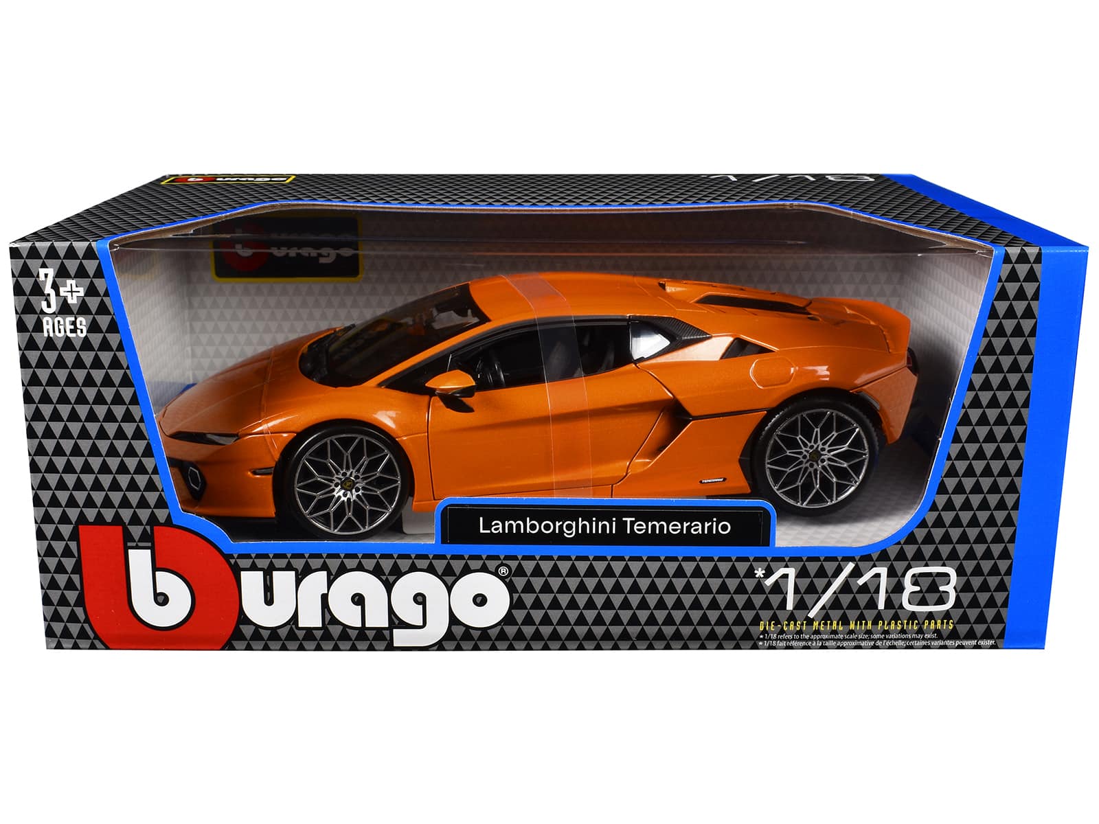 Lamborghini Temerario 1/18 Diecast Model Car by Bburago Orange