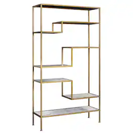 Teamson Home - 5-Tier Faux Marble Display Shelf Unit - Brass