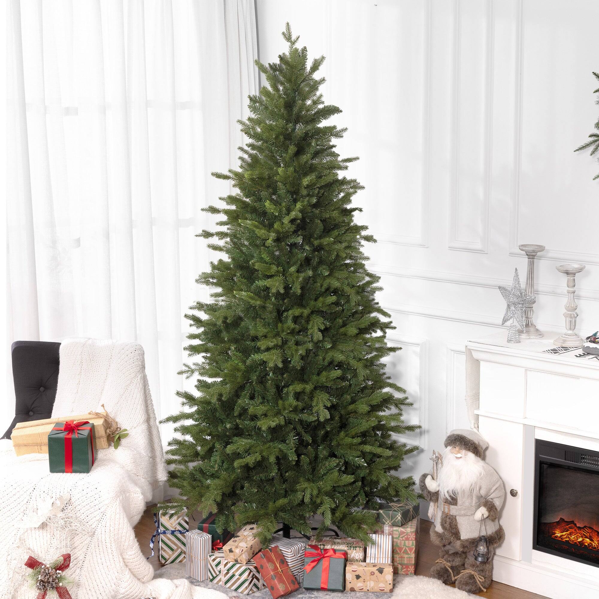 Angle. BreeBe - 7ft Artificial Christmas Tree with 2445 Tips - Green.