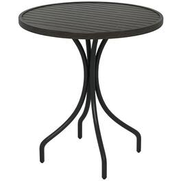 Outsunny - Outdoor Side Table, 26" Round Patio Table with Steel Frame and Slat Tabletop for Garden, Backyard, Porch - Gray