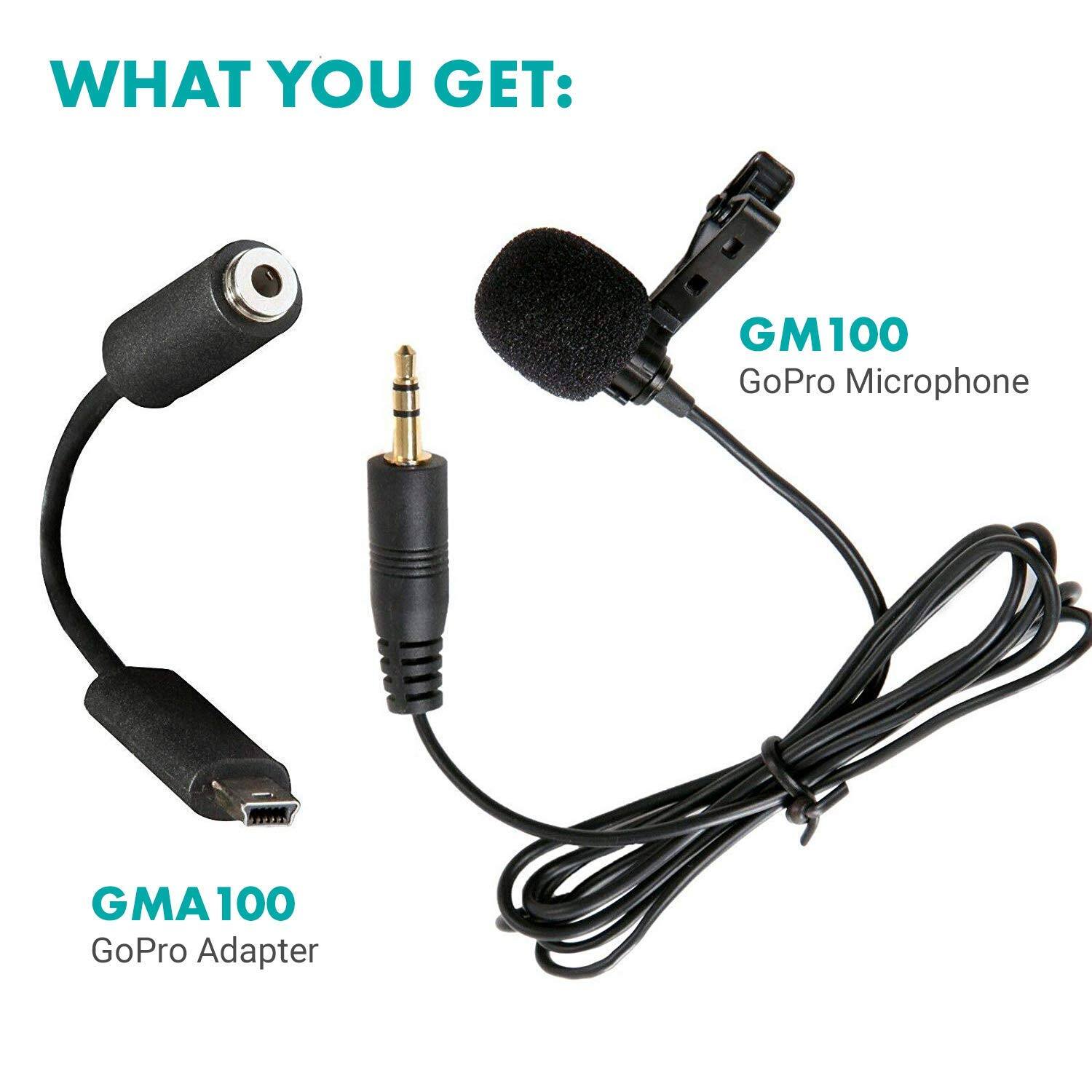 WHAT YOU GET:

- GM100 GoPro Microphone
- GMA100 GoPro Adapter