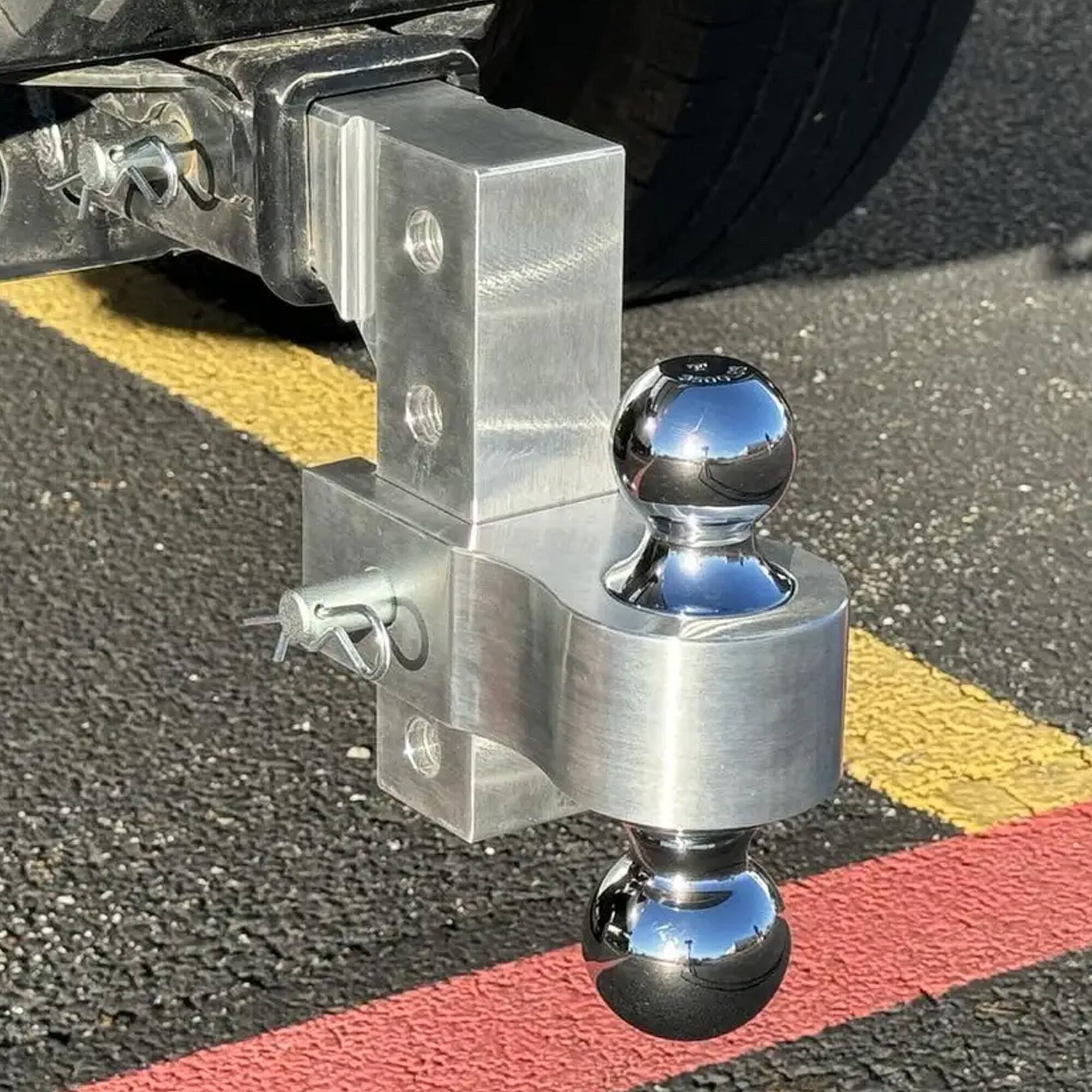 Alt View 5. Uriah Products - Uriah Products Adjustable Aluminum Hitch Mount with 2" & 2.31" Balls, Silver - Silver.