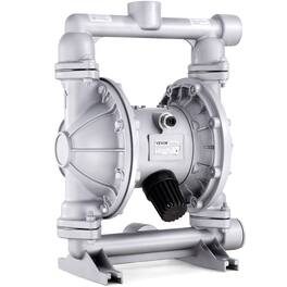 VEVOR - Air Operated Double Diaphragm Pump, 44GPM, Max 115PSI Air Waste Oil Pneumatic Transfer Pump with 2 Extra Diaphragms - Silver