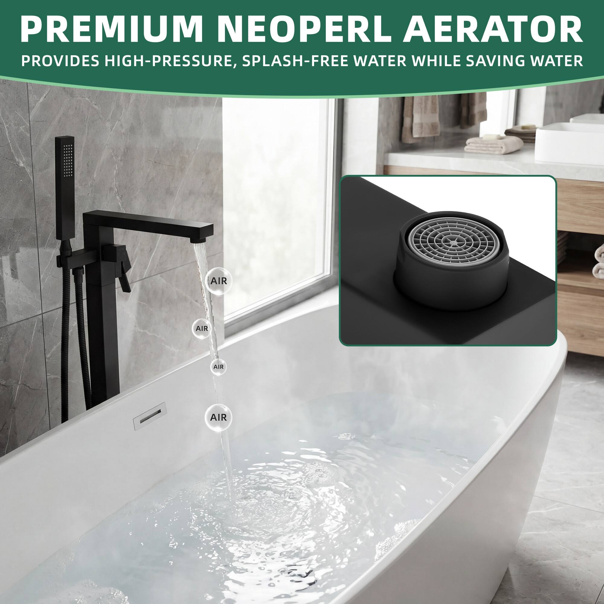 PREMIUM NEOPERL AERATOR  
PROVIDES HIGH-PRESSURE, SPLASH-FREE WATER WHILE SAVING WATER