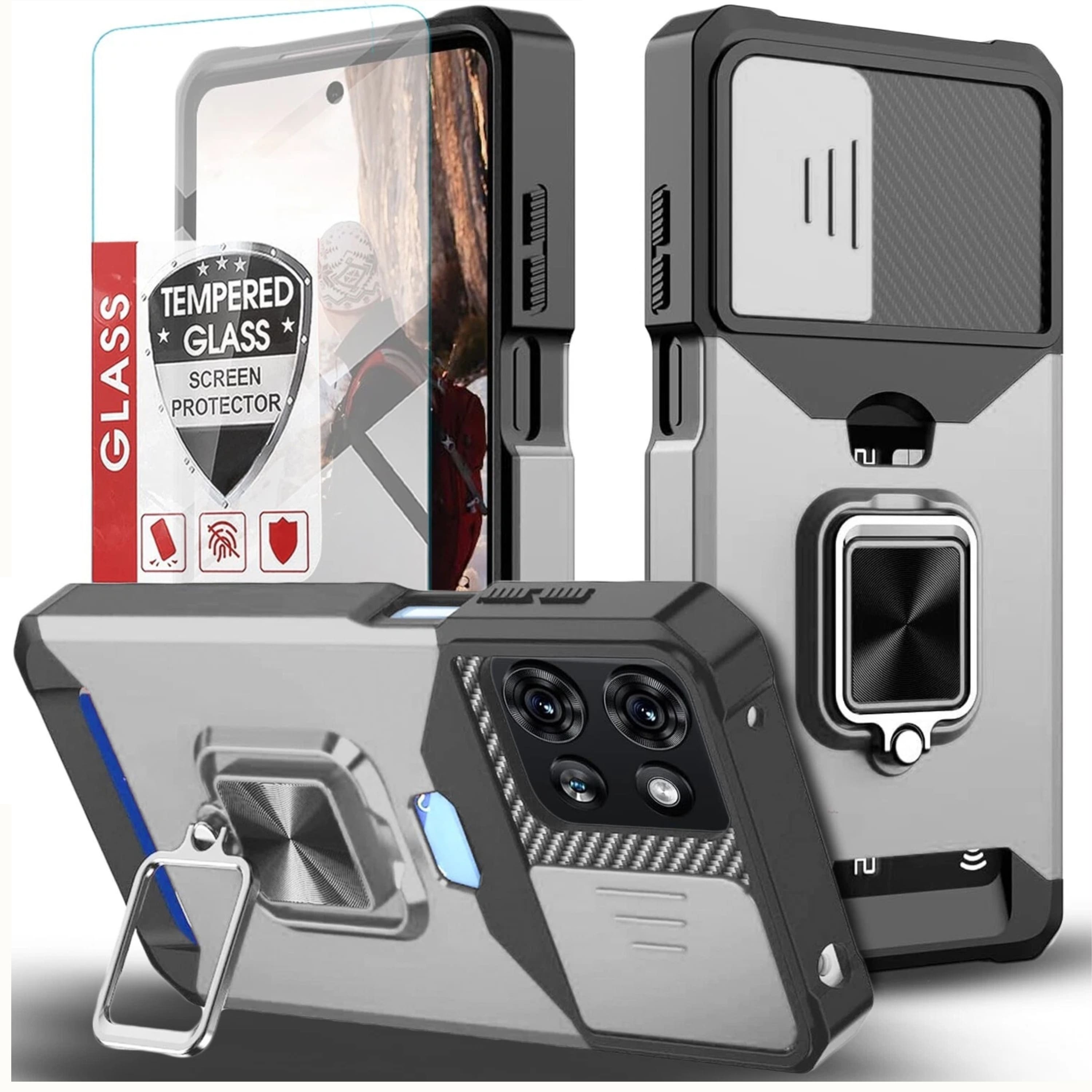 Kitcheniva - Rugged Armor Case With Ring Stand For Motorola Moto G 2026 Case Only - Silver price history on PriceWatchPro