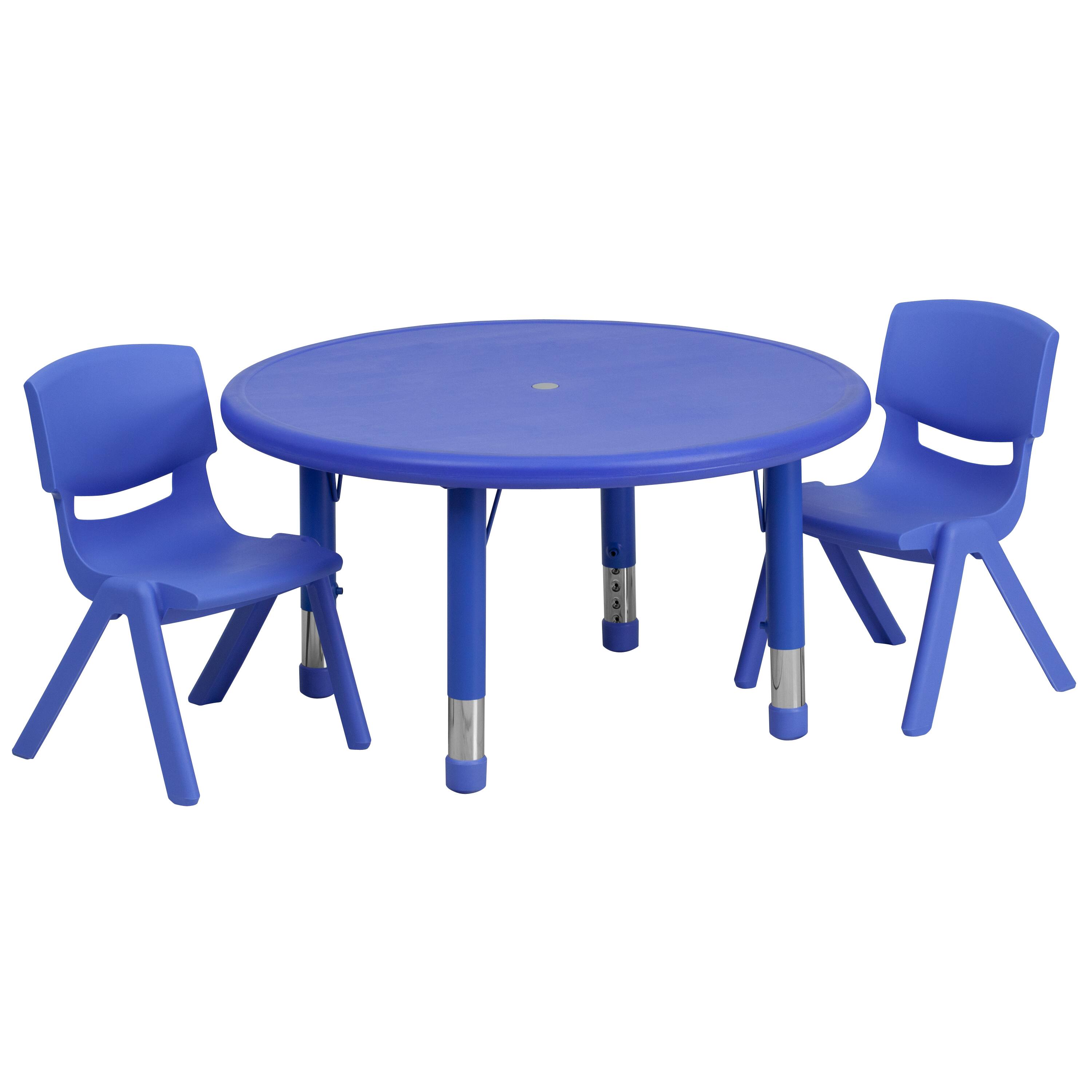 Flash Furniture - Emmy 33'' Round Plastic Height Adjustable Activity Table Set with 2 Chairs - Blue price history on PriceWatchPro