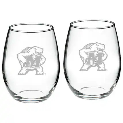 Front. Jardine - Maryland Terrapins 2-Piece 21oz. Stemless Wine Glass Set - Multicolor.