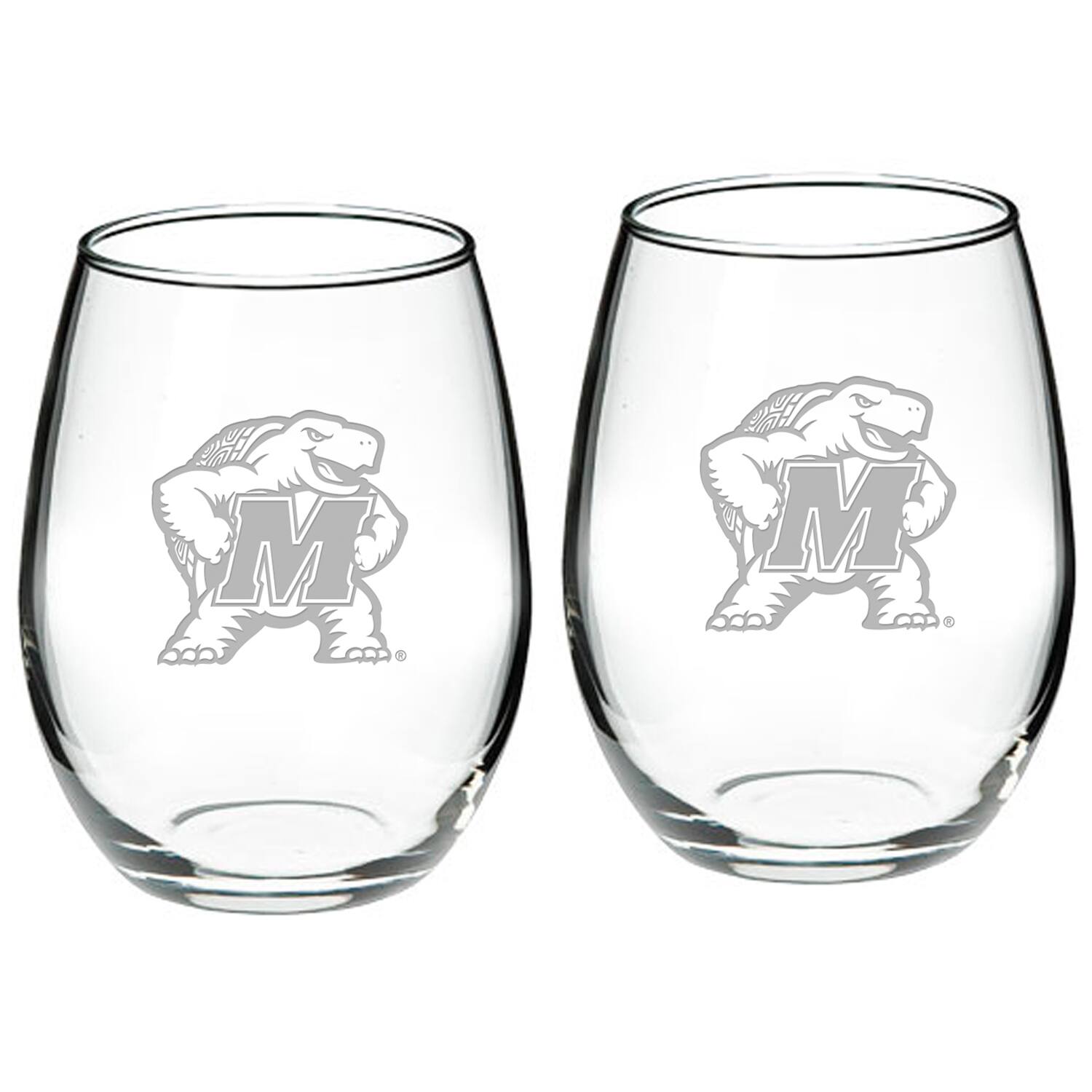 Front. Jardine - Maryland Terrapins 2-Piece 21oz. Stemless Wine Glass Set - Multicolor.