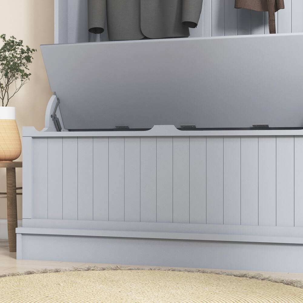 Angle. Loheer - Loheer 3-In-1 Entryway Hall Tree, Gray Coat Rack With Shoe Storage, 38 Inch Wide - Gray.