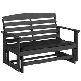 Outsunny - Glider Bench w/ HDPE Slatted Double Rocking Chair - Black