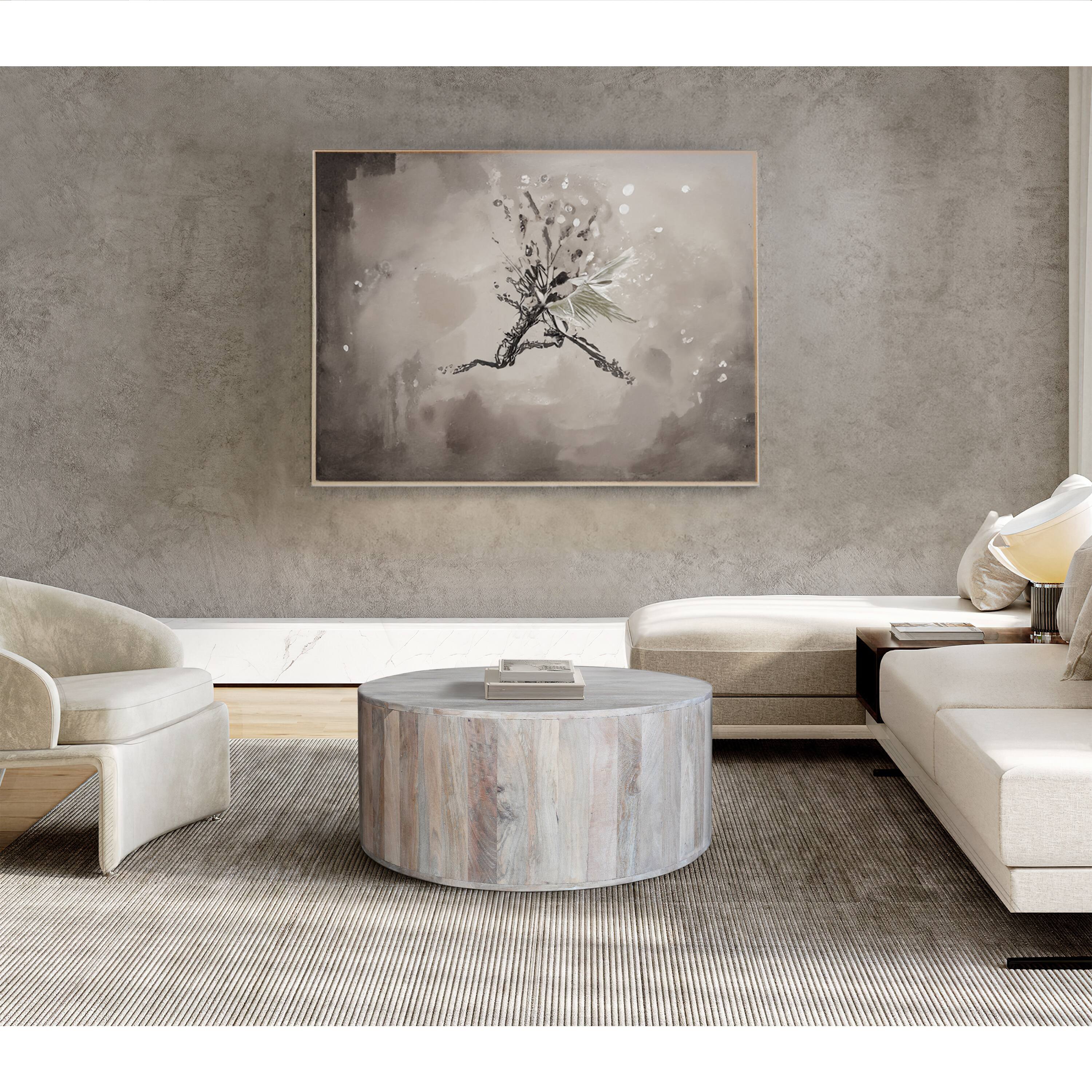 Alt View 10. Manhattan Lane - 36 Inch Coffee Table, Handcrafted Drum Shape, Mango Wood - White.
