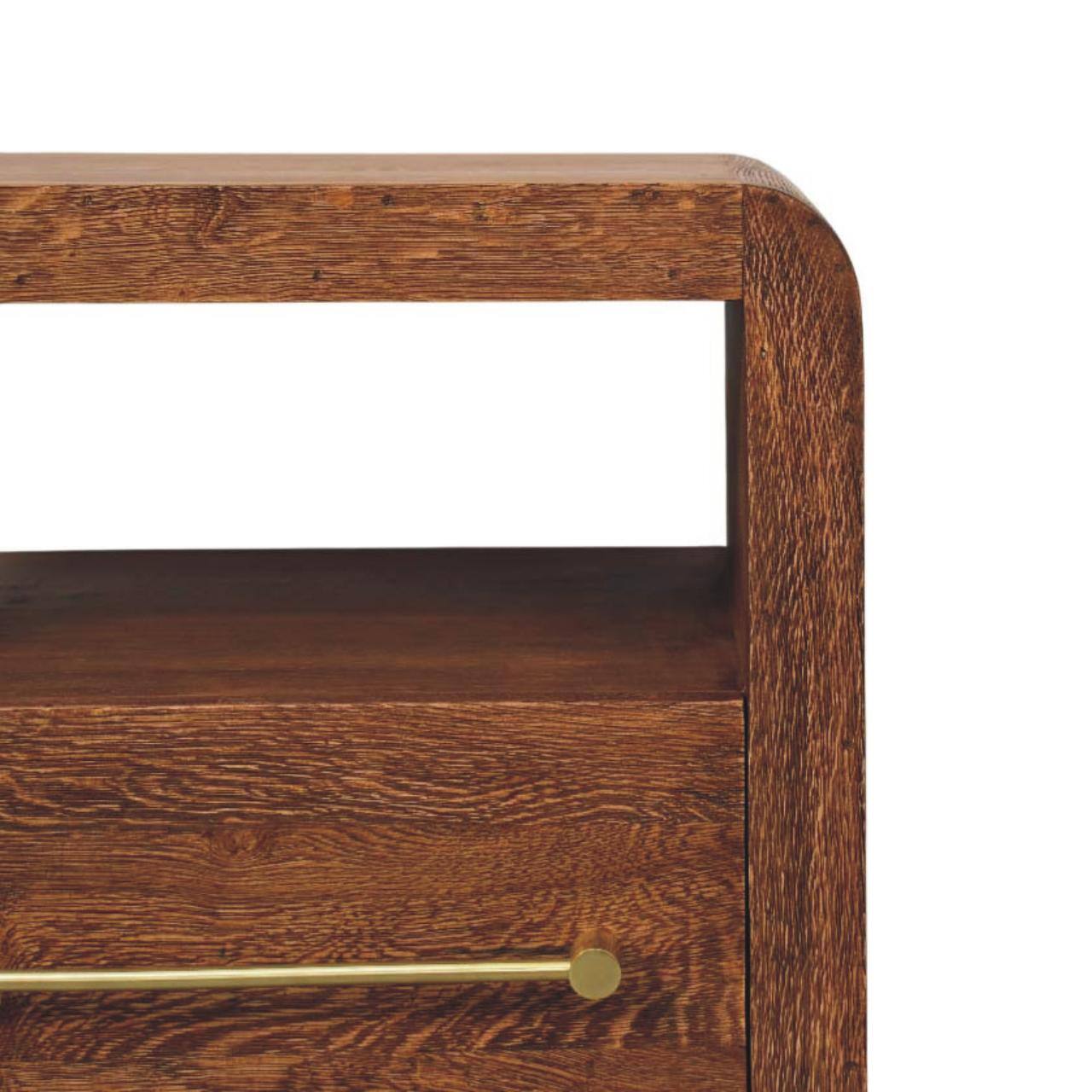 Alt View 5. Artisan Furniture - Artisan Furniture Solid Wood Curved Edge Bedside - Brown.