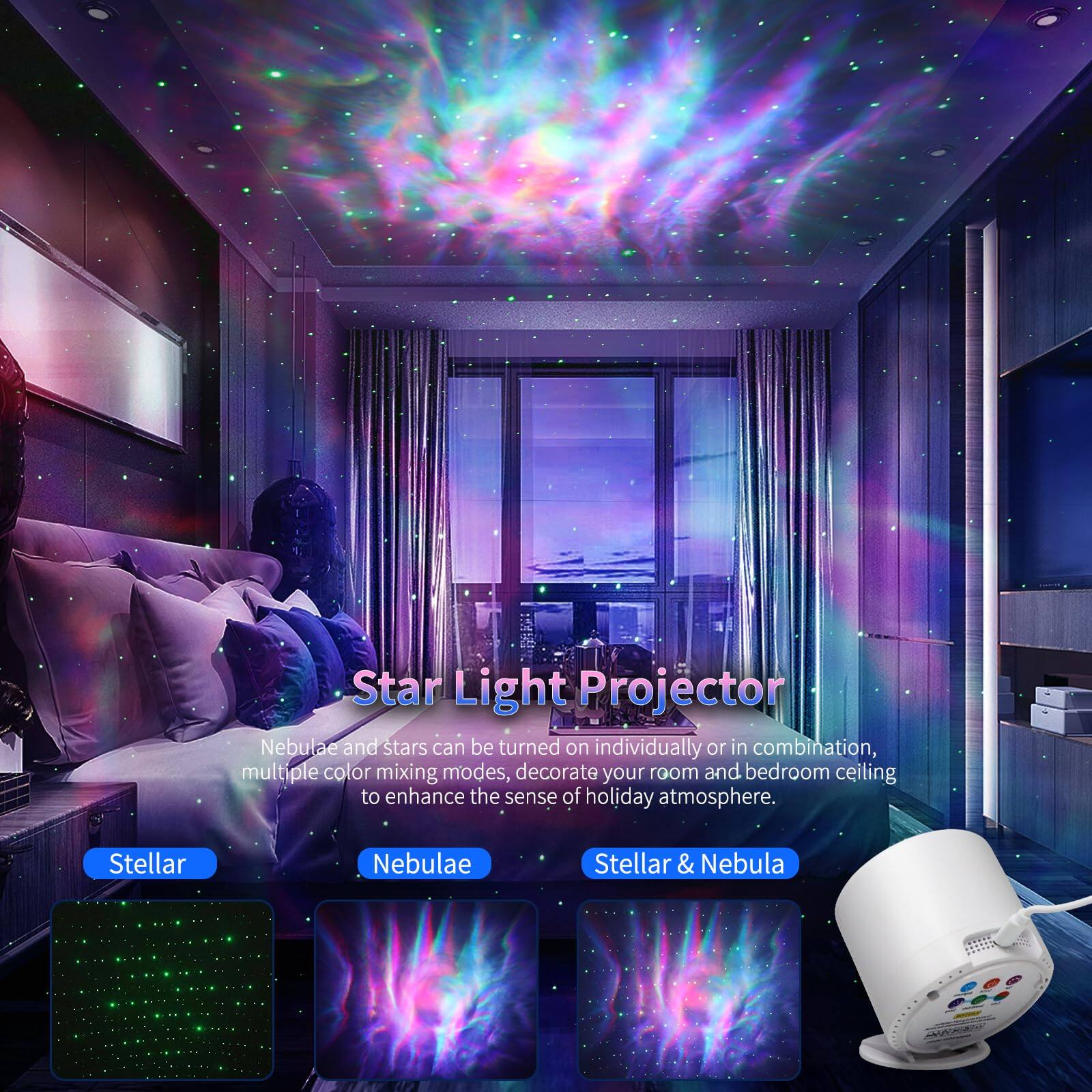 Star Light Projector

Nebulae and stars can be turned on individually or in combination, multiple color mixing modes, decorate your room and bedroom ceiling to enhance the sense of holiday atmosphere.

Stellar  
Nebulae  
Stellar & Nebula