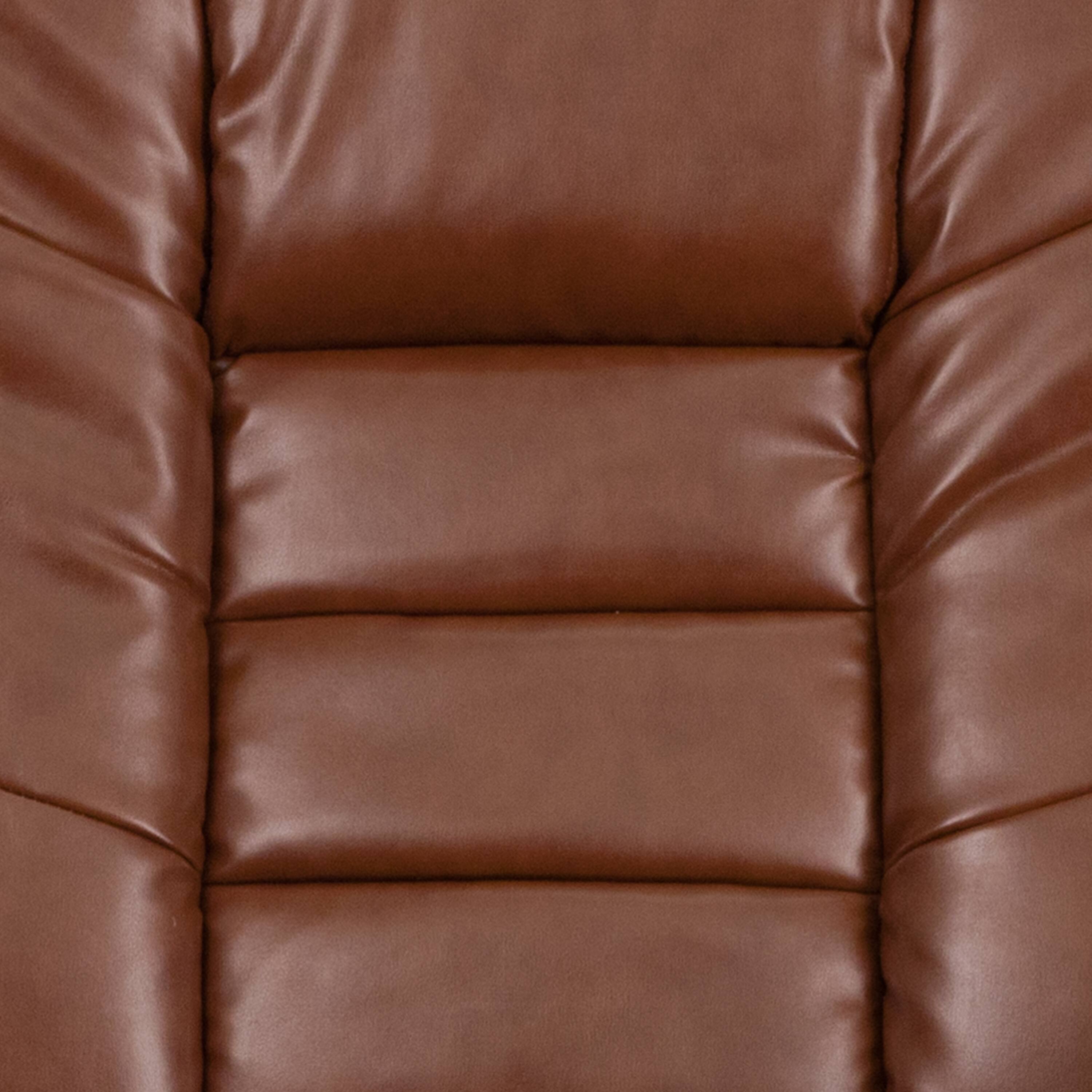 Alt View 21. Alamont Home - Contemporary LeatherSoft Recliner with Horizontal Stitching and Ottoman with Swiveling Mahogany Wood Base - Brown Vintage.