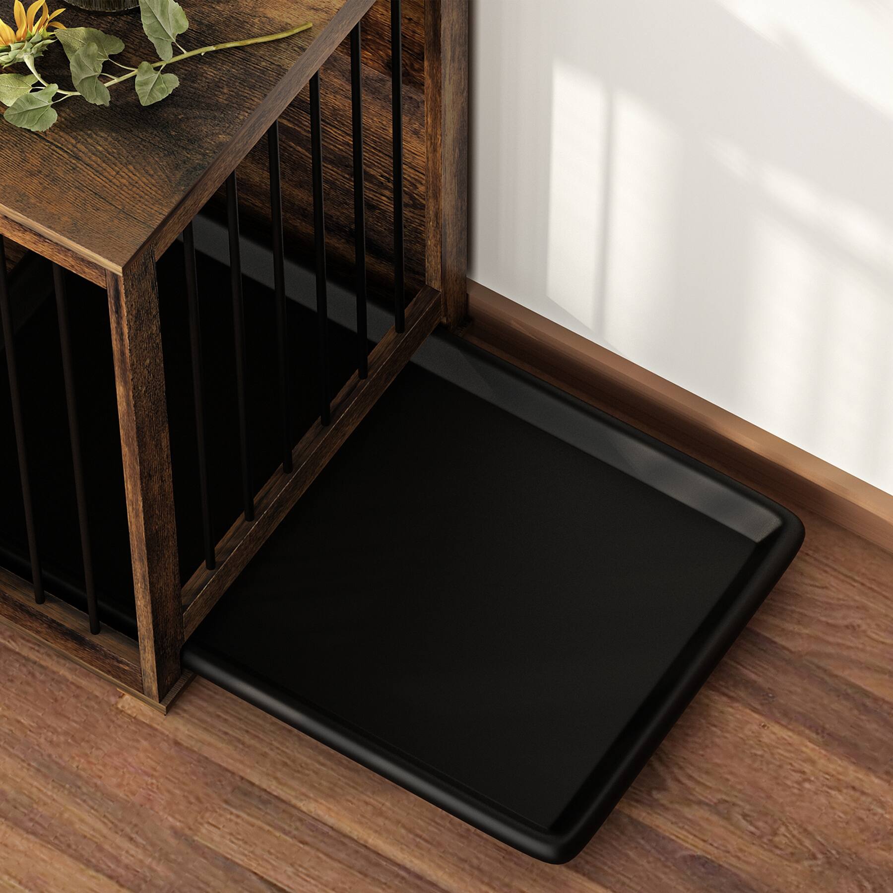 Alt View 7. FUFU & GAGA - 70.1" Dog Crate Furniture with Divider, Multi - Dog Kennel Removable Tray & Stylish Home Integration.