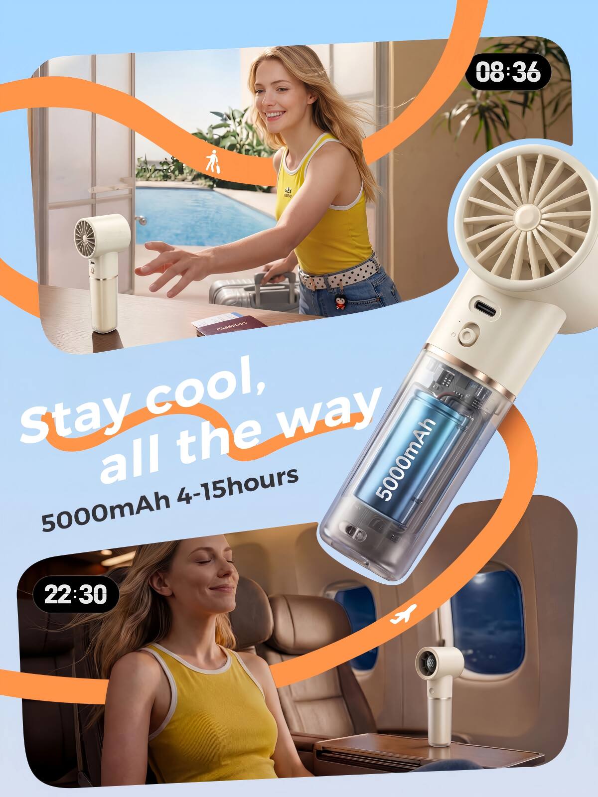 08:36 ad - ASUET Stay cool, all the way 5000mAh 4-15hours 22:30