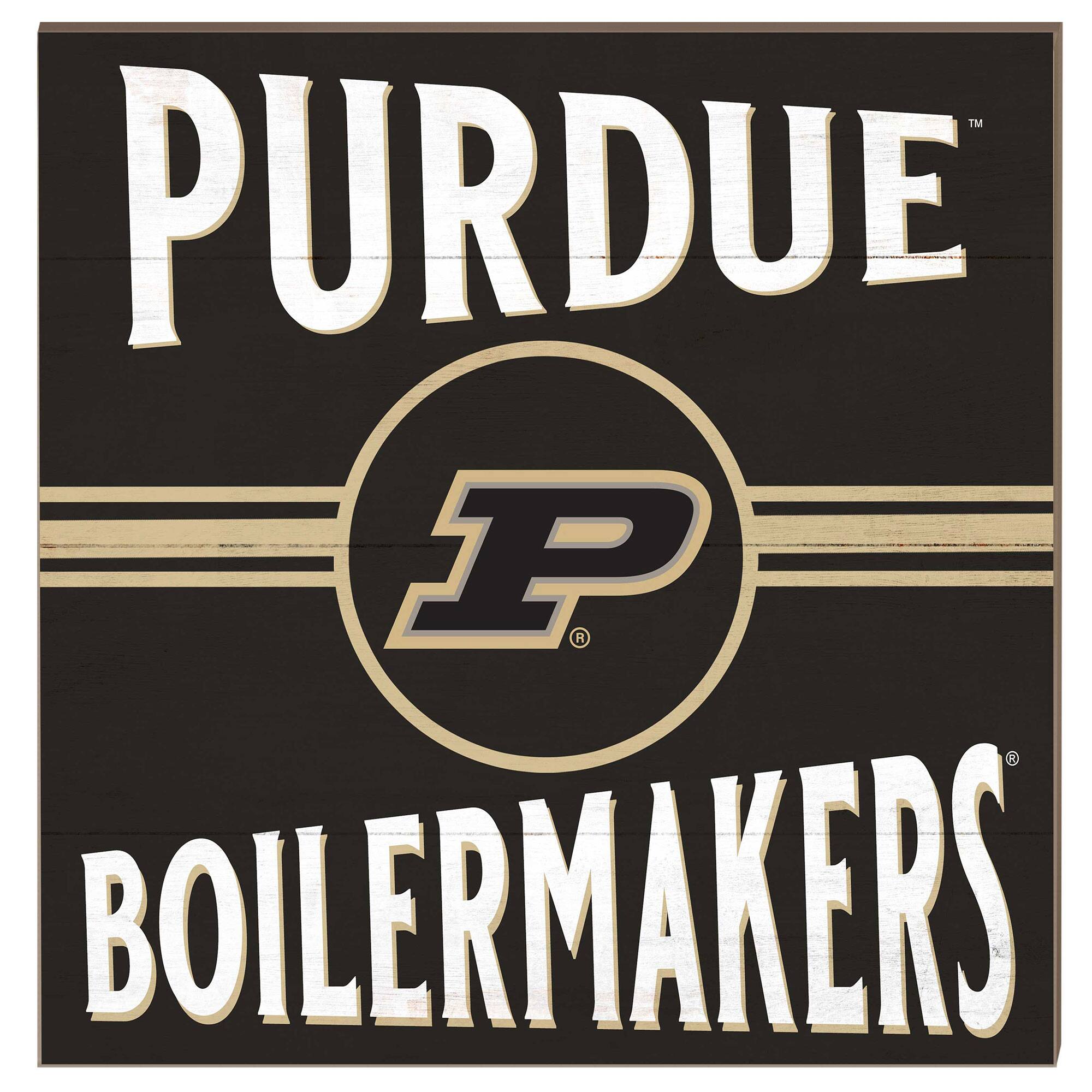 Purdue Boilermakers 10'' x 10'' Retro Team Sign
