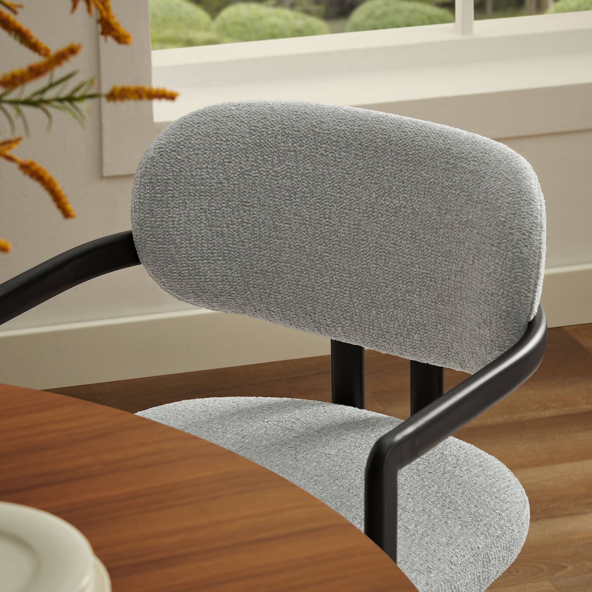 Alt View 6. Modway - Elio Barrel Fabric and Metal Dining Chair by Modway - Gray.