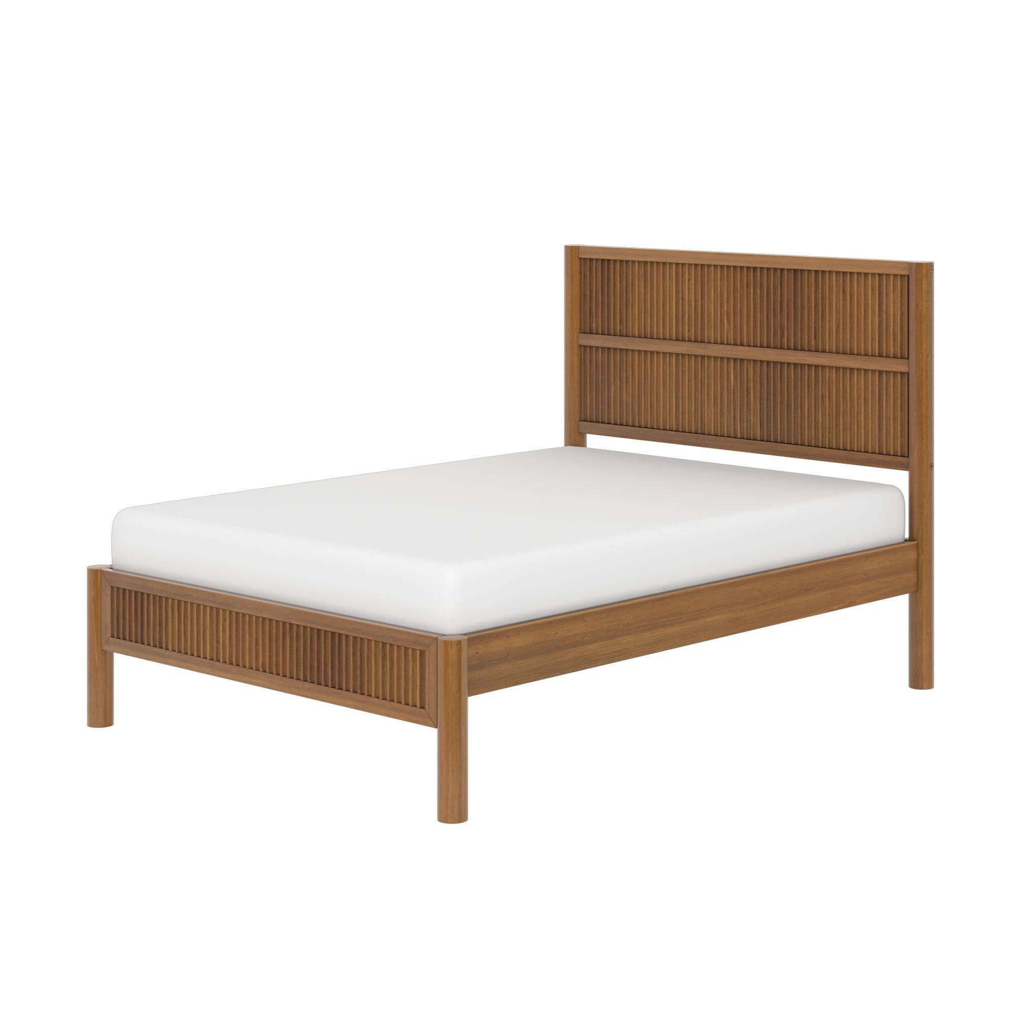 Alt View 6. Plank+Beam - Sera Fluted Full Bed, Pecan - Pecan.