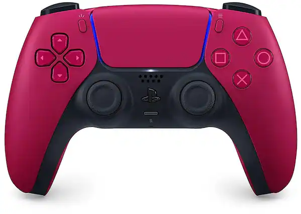 Front. Sony - PlayStation PS5 DualSense Wireless Controller - Cosmic Red.