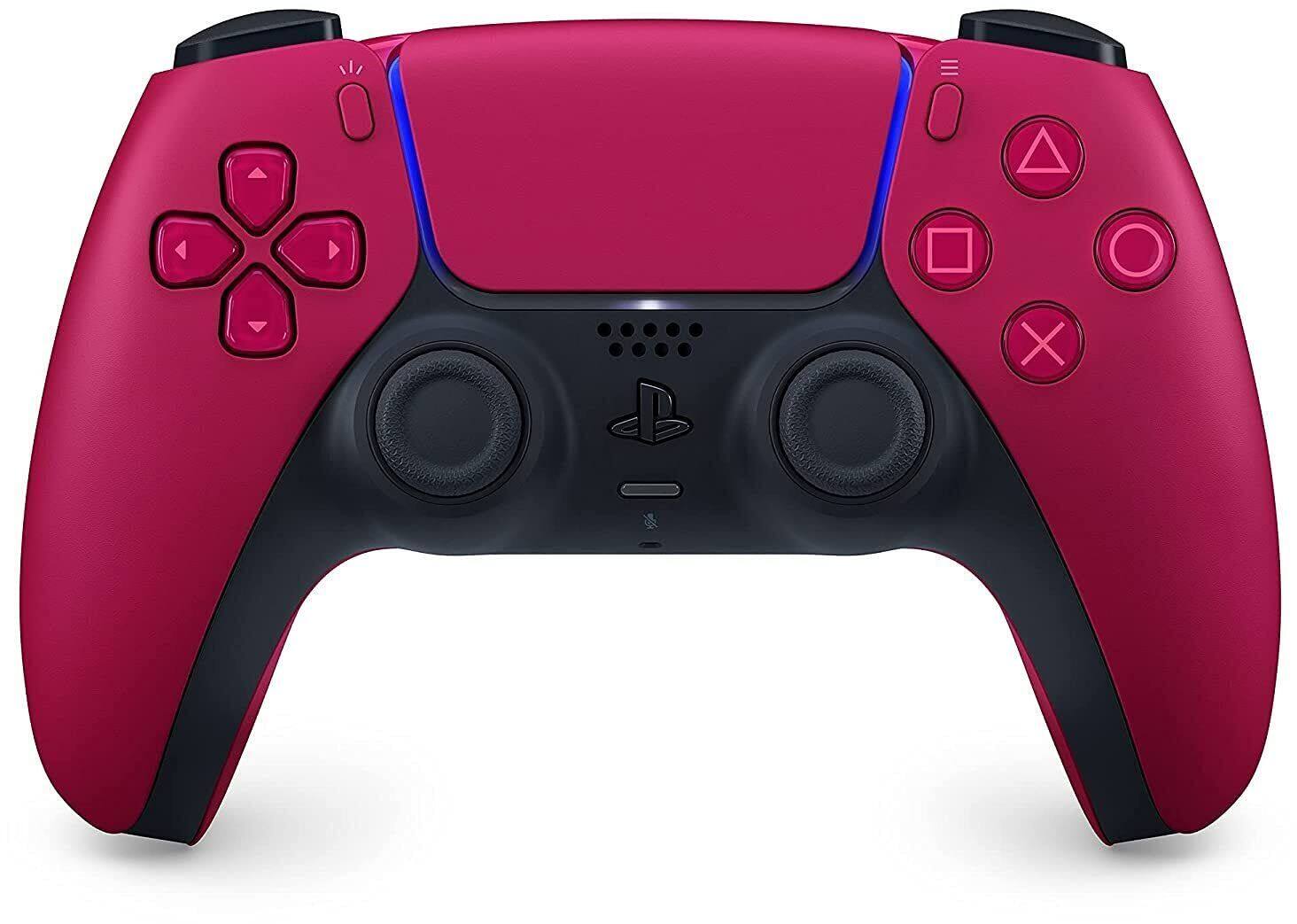 Front. Sony - PlayStation PS5 DualSense Wireless Controller -Cosmic Red - Manufacturer Refurbished - Cosmic Red.