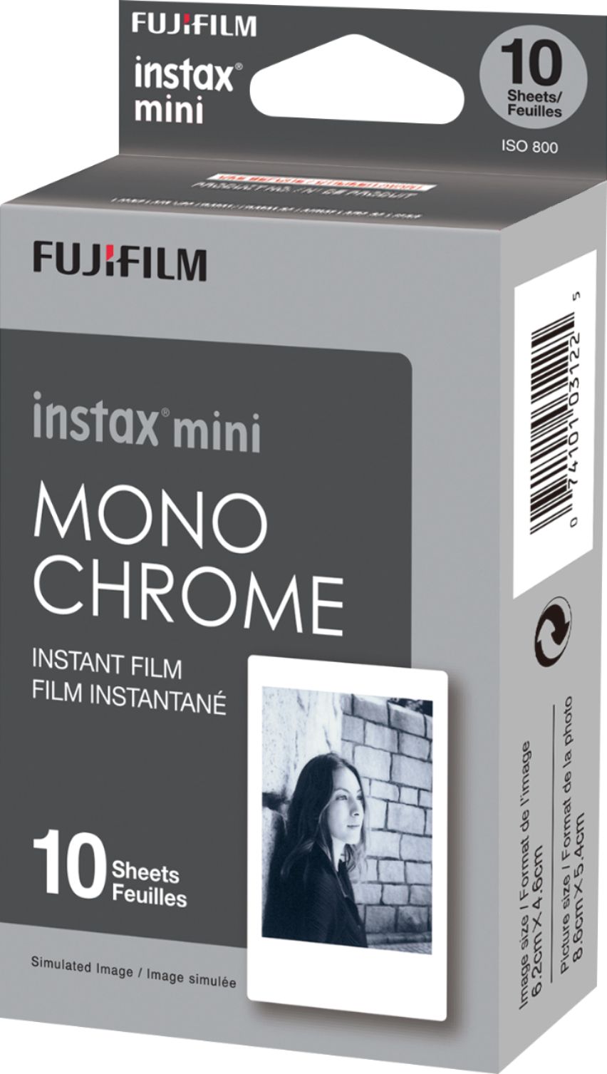 Left View: Fujifilm - instax mini Monochrome Instant Film - Black/White