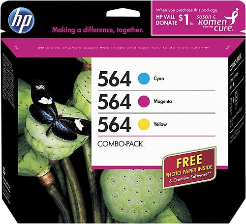 Front Standard. HP - 564 Inkjet Cartridge Combo Pack - Cyan/Magenta/Yellow.