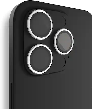 Front. BodyGuardz - BodyGuardz Metallic Silver Pure 3 Tempered Glass Camera Protector - iPhone 15 Pro/15 Pro Max - Silver.