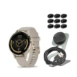 Garmin - Venu 3S Soft Gold Stainless Steel Bezel Smartwatch with Ivory Case Bundle - White - (2024)