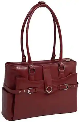 Front. BAZIC Products - Italian Leather Women's Briefcase 15.4-inch Laptop Compartment Interior Organizer Zipper Pocket Shoulder Strap - Brown.