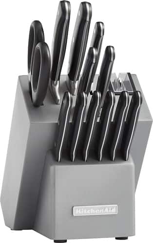 KitchenAid - Classic KKFTR14SL 14-Piece Knife Set - Silver - Angle